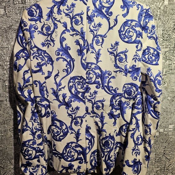 Zara White and Blue Paisley Blazer- Large - Picture 2 of 3